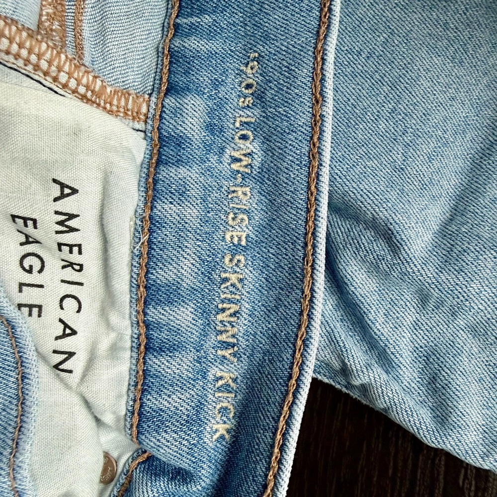 American Eagle Outfitters Light Blue Boot Cut Jeans 90s Skinny Kick - Picture 8 of 8